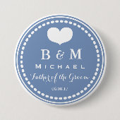 Blue Monogram - Vater der Groom Wedding Button (Vorderseite)