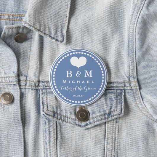 Blue Monogram - Vater der Groom Wedding Button (Beispiel)