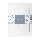 Blue Monogram Vintag Floral French Wedding Einladungsbanderole (Vorderseite Beispiel)