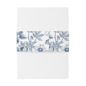 Blue Monogram Vintag Floral French Wedding Einladungsbanderole (Rückseitenbeispiel)