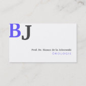 Blue Monogram Visitenkarte (Rückseite)