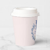 Blue Monogram Wappen mit Weihnachtsbaum Pappbecher (Rechts)