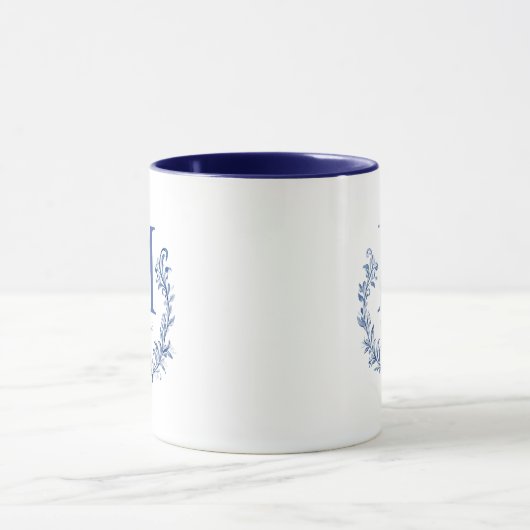 Blue Monogram Wappen mit Weihnachtsbaum Tasse (Zentrum)