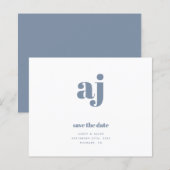 Blue Monogram Wedding BUDGET speichert das Datum (Vorne/Hinten)