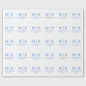 Blue Monogram Wedding Geschenkpapier (Flach)