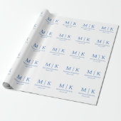 Blue Monogram Wedding Geschenkpapier (Ungerollt)