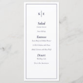 Blue Monogram Wedding Menu Card Menükarte (Vorderseite)