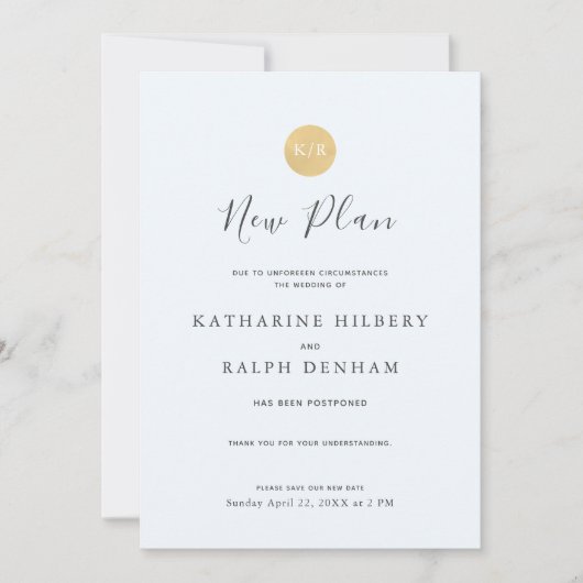 Blue Monogram Wedding New Plan Ankündigung (Vorderseite)