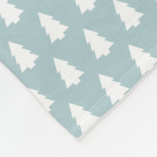 Blue Monogram White Christmas Tree Muster Geschenk Fleecedecke (Ecke)