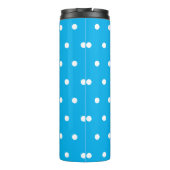 Blue Monogram White Polka Dots Thermosbecher (Rückseite)