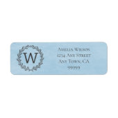 Blue Monogram WREath Address Label (Vorne)