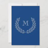 Blue Monogram Wreath Classic Uni-Abschluss Einladung (Rückseite)