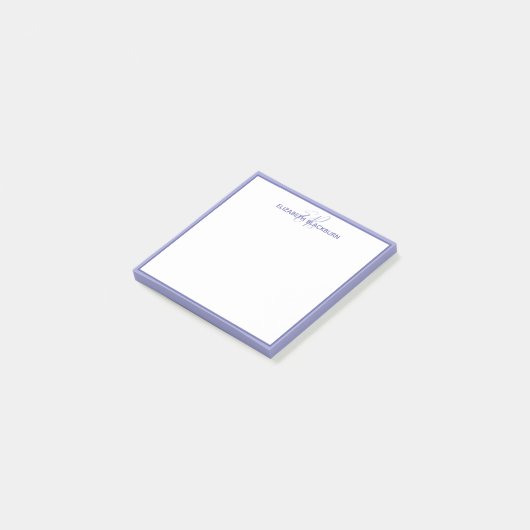 Blue Monogrammed Name Minimum Trendy Post-it Klebezettel (angewinkelt)