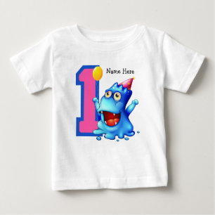Blue Monster 1. Geburtstag Custom Baby T-shirt