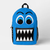 Blue Monster Big Eyes und Beängstigende Zähne Pers Bedruckter Rucksack (Vorderseite)