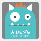 Blue Monster Birthday Sticker (Vorderseite)