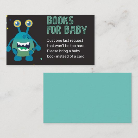 Blue Monster bringen Babyduschenspiel mit einer Bo Begleitkarte (Vorne/Hinten)