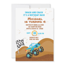 Blue Monster Truck 4. Geburtstag Racing