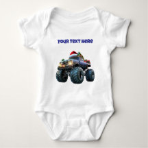 Blue Monster Truck Editable Baby Bodysuit