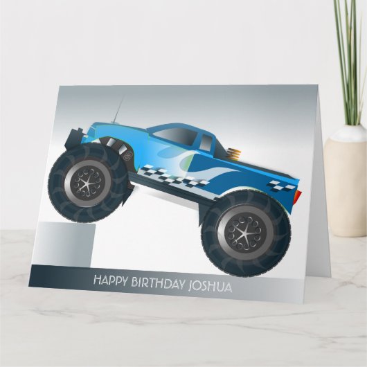 Blue Monster Truck Extra Large Birthday Card Karte (Vorderseite)