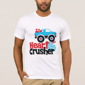 Blue Monster Truck Heart Crusher Valentine T-Shirt (Vorderseite)