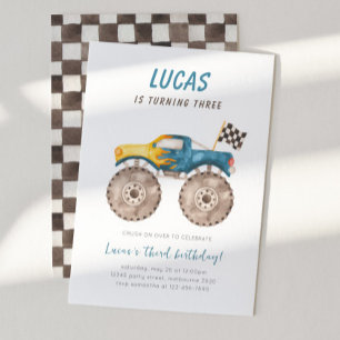 Blue Monster Truck jedes Alter Geburtstagsparty Einladung