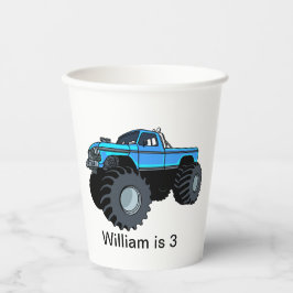 Blue Monster Truck Personalisiert Geburtstag Pappbecher