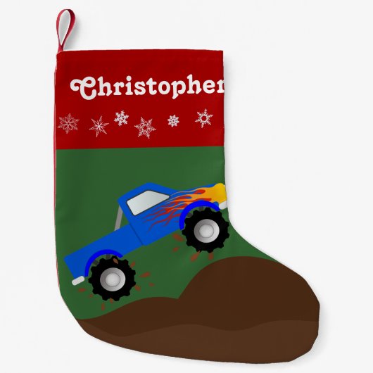 Blue Monster Truck Personalisiert Kleiner Weihnachtsstrumpf (Vorderseite)