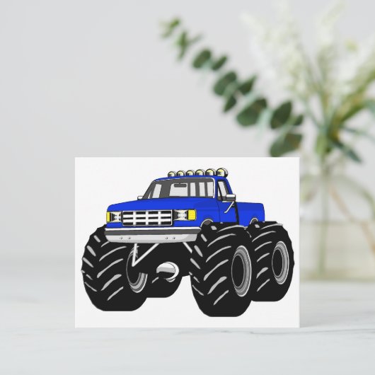 BLUE MONSTER TRUCK POSTKARTE (Stehend Vorderseite)