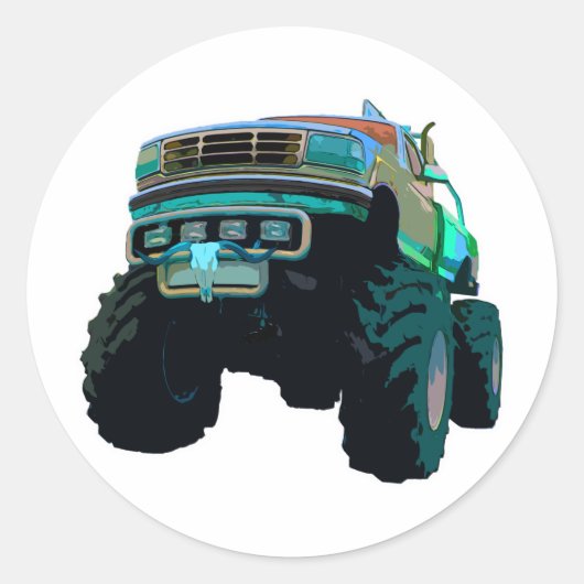 Blue Monster Truck Runder Aufkleber (Vorderseite)