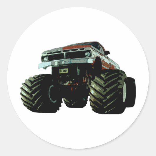 Blue Monster Truck Runder Aufkleber (Vorderseite)