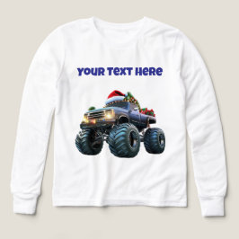 Blue Monster Xmas Truck - Editable Tri mix Tshirt