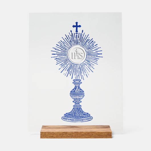 blue monstrance design catholic home decor acrylschild (Vorderseite)