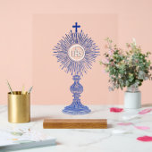 blue monstrance design catholic home decor acrylschild (Hochzeit)