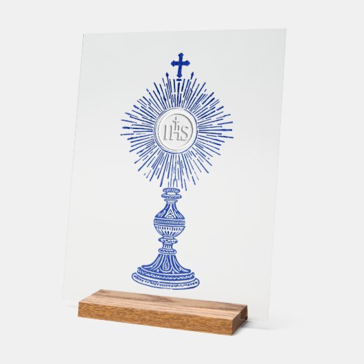 blue monstrance design catholic home decor acrylschild (Winkel)