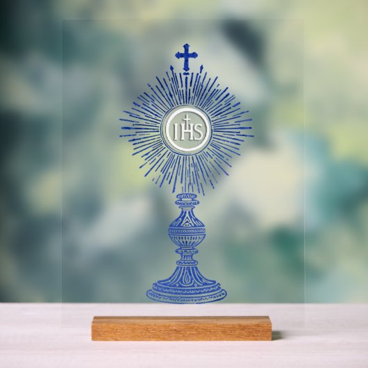 blue monstrance design catholic home decor acrylschild (Neutral)