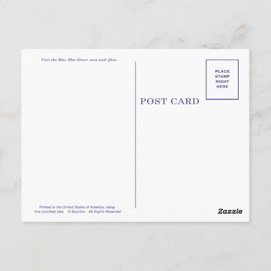 BLUE MOO DINER von Boynton Postkarte (Rückseite)