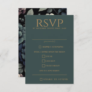 Blue Moody Floral Food Choices RSVP Karte