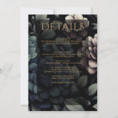 Blue Moody Floral mit Details Einladung (Rückseite)