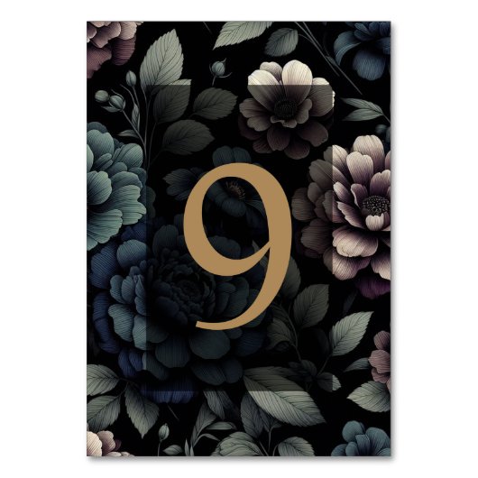 Blue Moody Floral Table 9 Tischnummer (Rückseite)