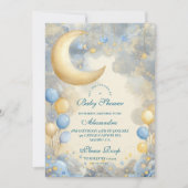 Blue Moon and Stars Baby Dusche Einladung (Vorderseite)