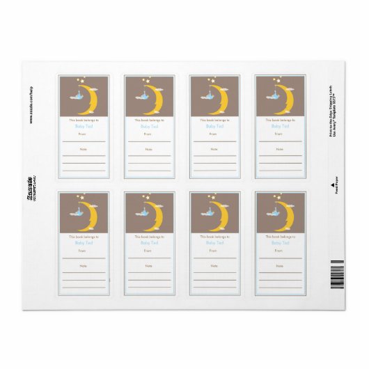 Blue Moon and Stars Buchzeichen (Vorne)