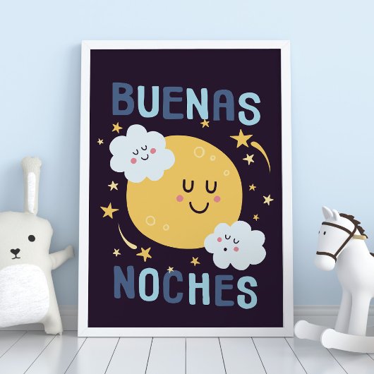 Blue Moon and Stars Kinderzimmer Kunst, Dichtung u Poster