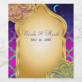 Blue Moon Arabian Nights Glam Gold Lila Hochzeit Weinetikett (Einzelnes Label)