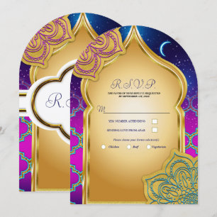Blue Moon Arabian Nights Glam Gold Lila RSVP Einladung