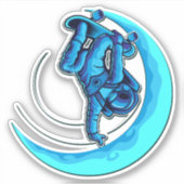 Blue Moon Astronaut Skateboard 4" Kiss Cut Vinyl Aufkleber (Vorderseite)