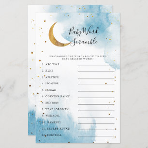 Blue Moon Baby Dusche Word Scramble Game