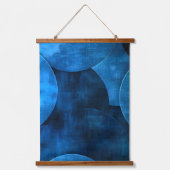 Blue Moon Circles Wandteppich Mit Holzrahmen (Vorderseite)