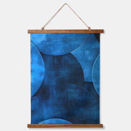 Blue Moon Circles Wandteppich Mit Holzrahmen (Vorderseite)