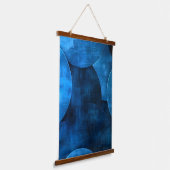 Blue Moon Circles Wandteppich Mit Holzrahmen (Gewinkelt)